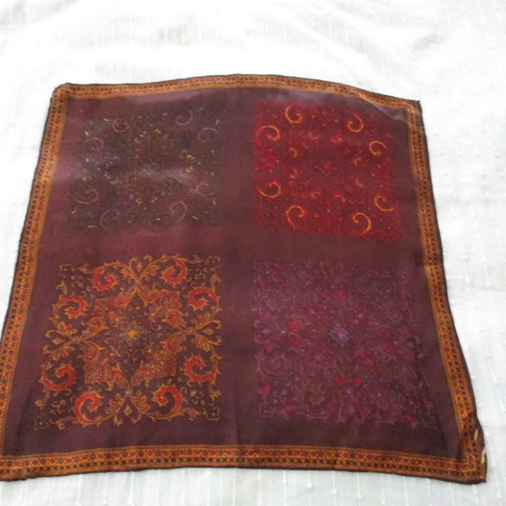 Plum & gold paisley scarf - Picture 2 of 9